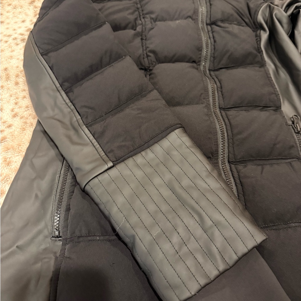 Blanc Noir Black Puffer Jacket with faux Leather Details - Picture 4 of 5